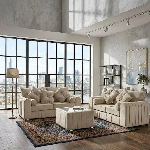 Lilly Cream Velvet 2 and 3 Seater Sofa — product photo
