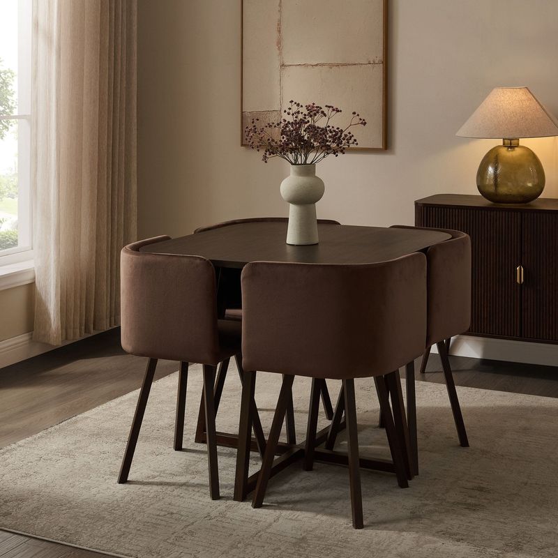 Ava Space Saver 4-Seater Dining Table and Chairs — Cappuccino — product photo