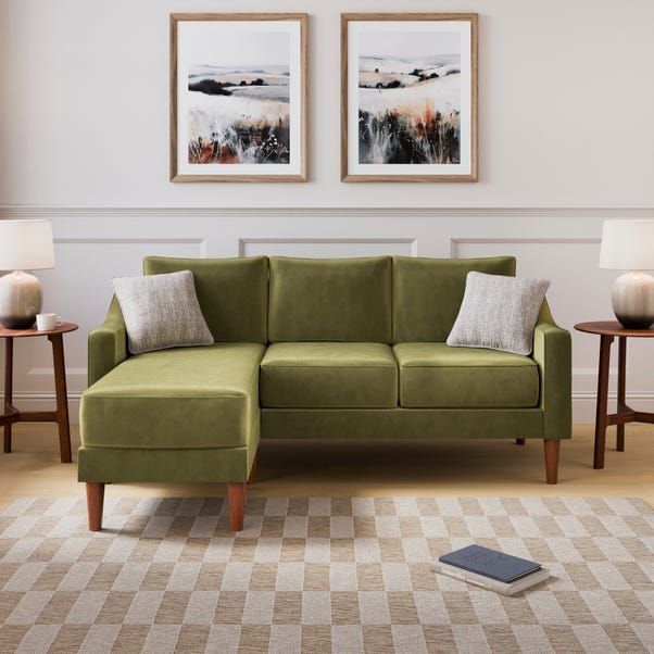 Hugo Velvet 3-Seater Corner Chaise Sofa — product photo